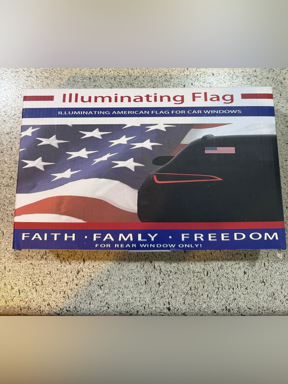 Illuminating American Flag Car Window Display - Patriotic Red/White/Blue - New